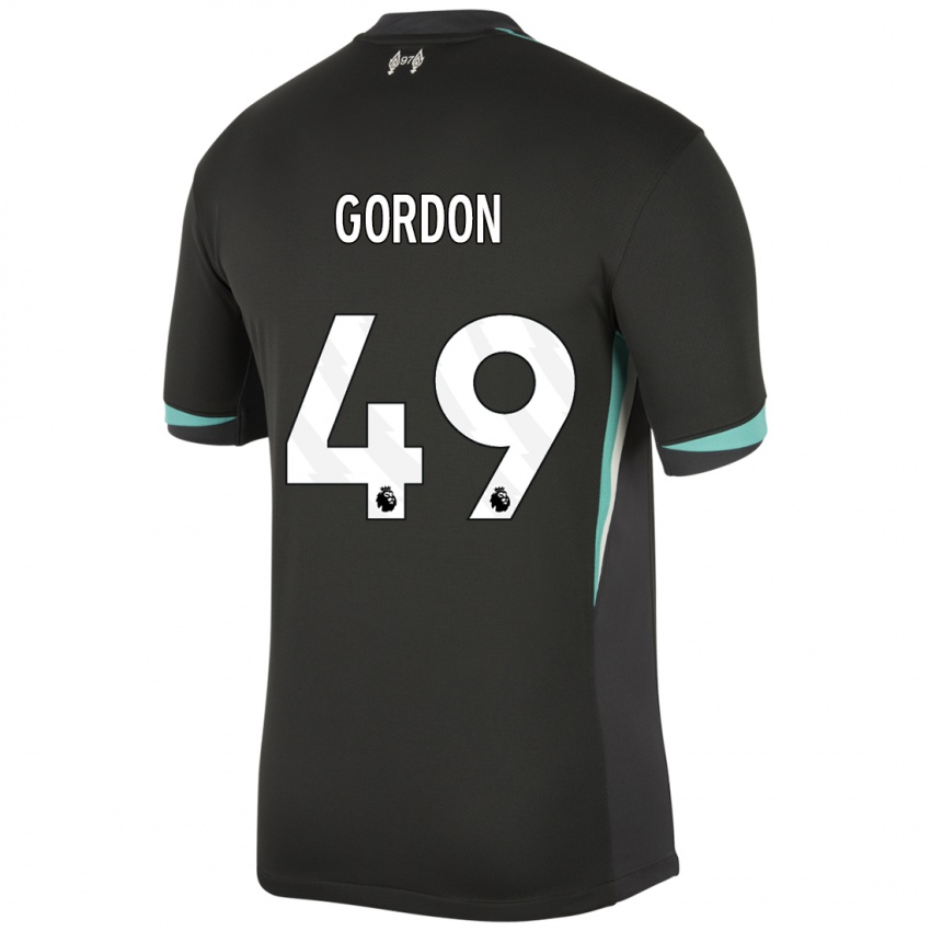 Niño Camiseta Kaide Gordon #49 Negro Antracita Blanco 2ª Equipación 2024/25 La Camisa México