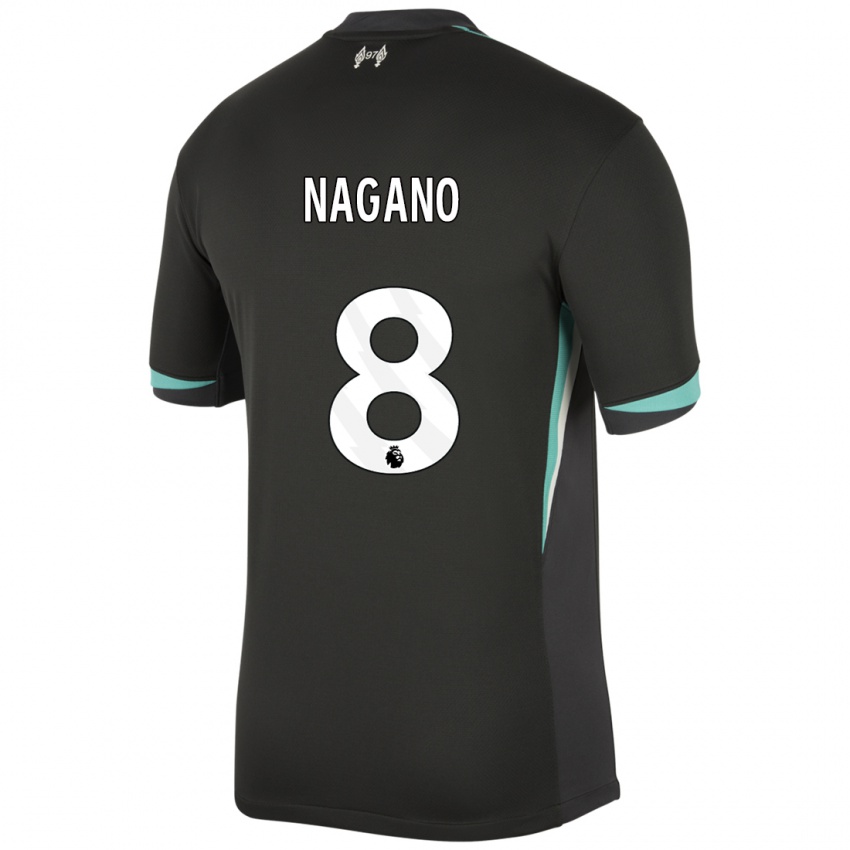 Niño Camiseta Fūka Nagano #8 Negro Antracita Blanco 2ª Equipación 2024/25 La Camisa México