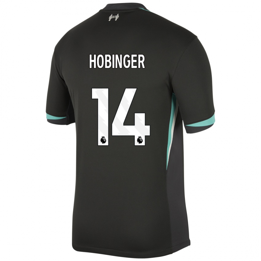 Niño Camiseta Marie Höbinger #14 Negro Antracita Blanco 2ª Equipación 2024/25 La Camisa México