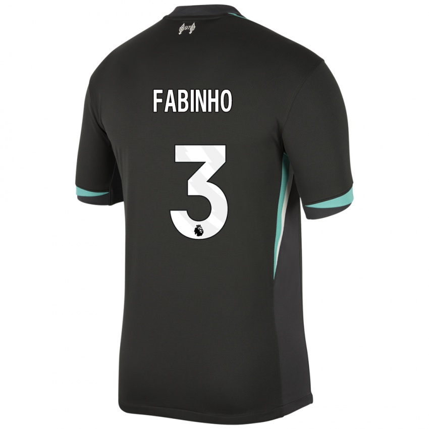 Niño Camiseta Fabinho #3 Negro Antracita Blanco 2ª Equipación 2024/25 La Camisa México