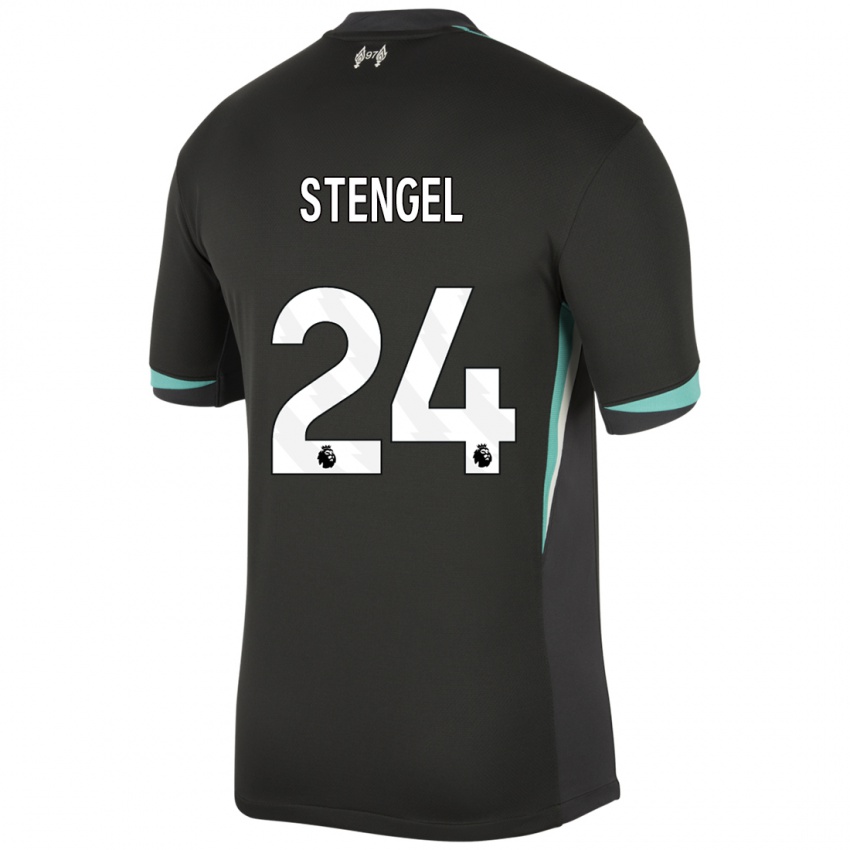 Niño Camiseta Katie Stengel #24 Negro Antracita Blanco 2ª Equipación 2024/25 La Camisa México