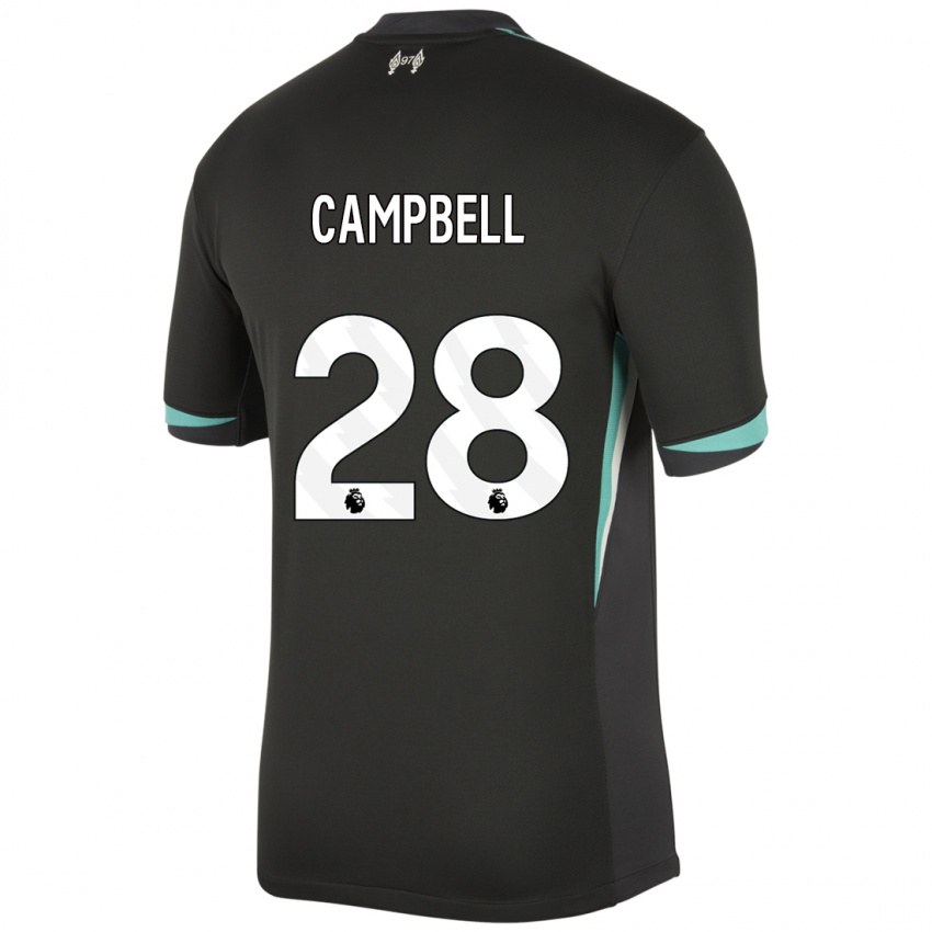 Niño Camiseta Megan Campbell #28 Negro Antracita Blanco 2ª Equipación 2024/25 La Camisa México