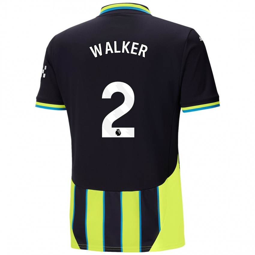 Niño Camiseta Kyle Walker #2 Azul Amarillo 2ª Equipación 2024/25 La Camisa México