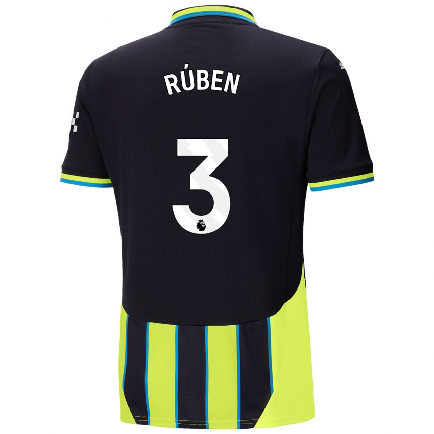 Niño Camiseta Ruben Dias #3 Azul Amarillo 2ª Equipación 2024/25 La Camisa México