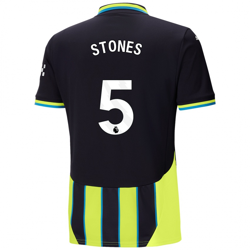 Niño Camiseta John Stones #5 Azul Amarillo 2ª Equipación 2024/25 La Camisa México