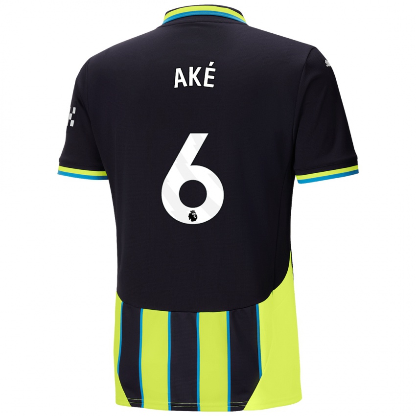 Niño Camiseta Nathan Ake #6 Azul Amarillo 2ª Equipación 2024/25 La Camisa México