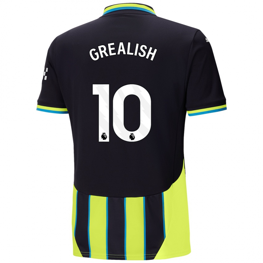 Niño Camiseta Jack Grealish #10 Azul Amarillo 2ª Equipación 2024/25 La Camisa México