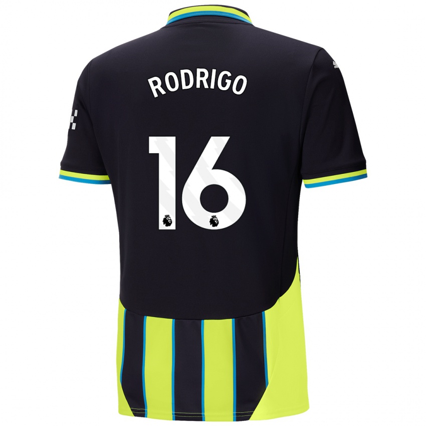 Niño Camiseta Rodrigo Hernandez #16 Azul Amarillo 2ª Equipación 2024/25 La Camisa México