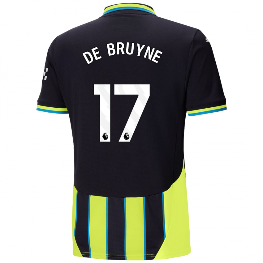 Niño Camiseta Kevin De Bruyne #17 Azul Amarillo 2ª Equipación 2024/25 La Camisa México