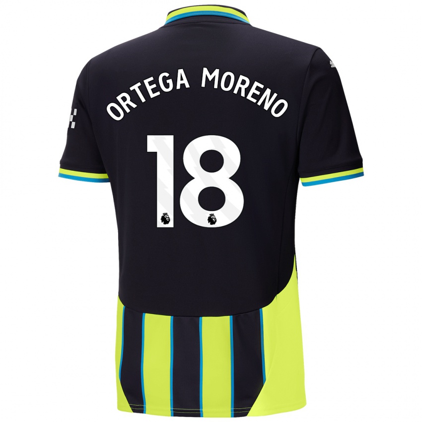 Niño Camiseta Stefan Ortega Moreno #18 Azul Amarillo 2ª Equipación 2024/25 La Camisa México