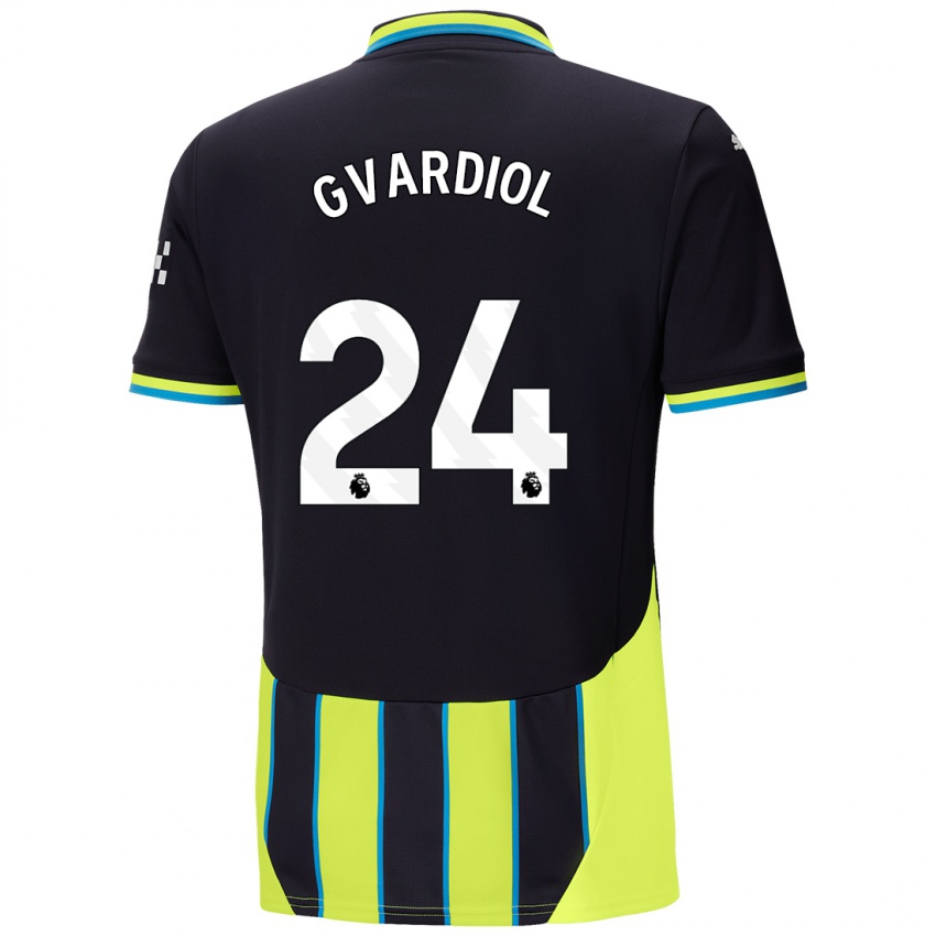 Niño Camiseta Josko Gvardiol #24 Azul Amarillo 2ª Equipación 2024/25 La Camisa México