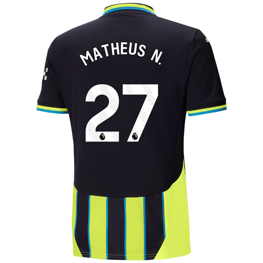 Niño Camiseta Matheus Nunes #27 Azul Amarillo 2ª Equipación 2024/25 La Camisa México