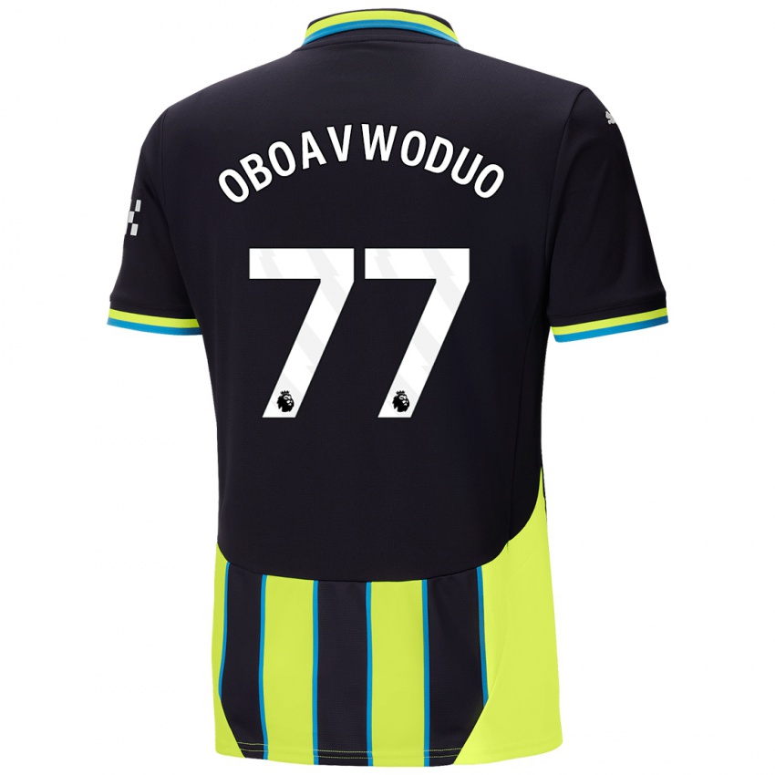 Niño Camiseta Justin Oboavwoduo #77 Azul Amarillo 2ª Equipación 2024/25 La Camisa México