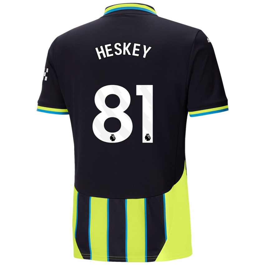 Niño Camiseta Jaden Heskey #81 Azul Amarillo 2ª Equipación 2024/25 La Camisa México