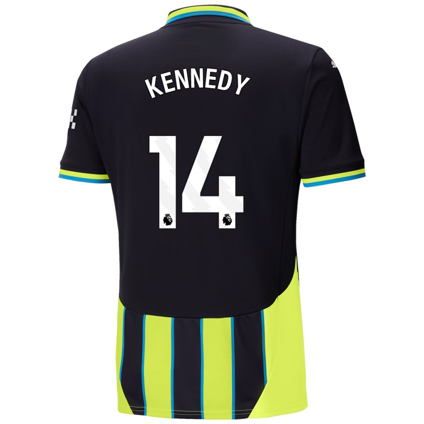 Niño Camiseta Alanna Kennedy #14 Azul Amarillo 2ª Equipación 2024/25 La Camisa México