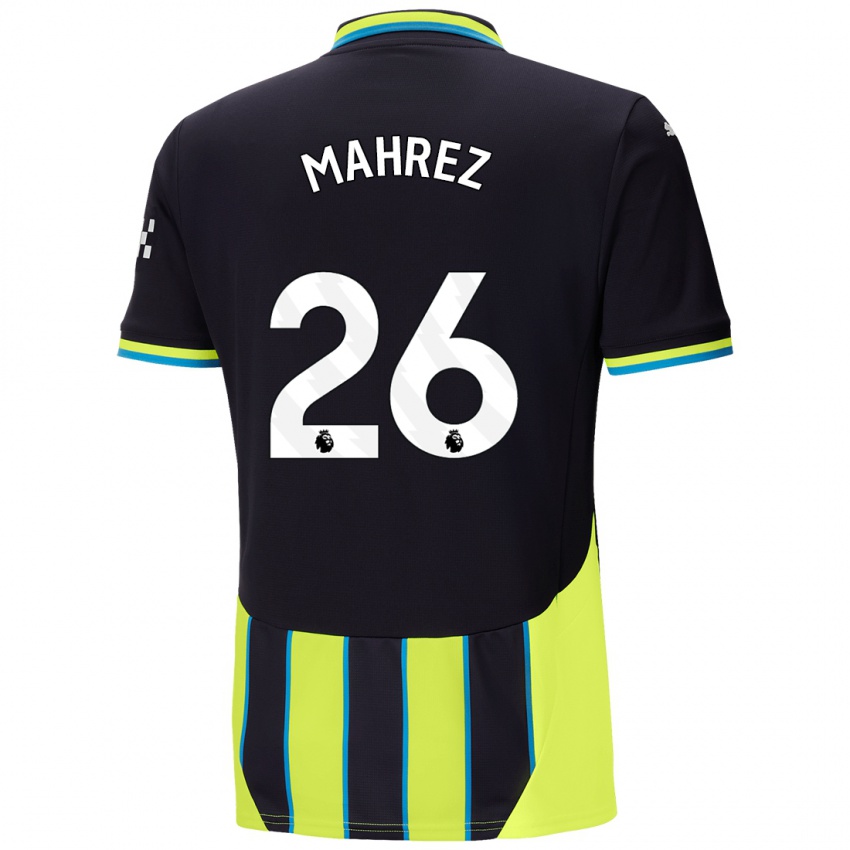 Niño Camiseta Riyad Mahrez #26 Azul Amarillo 2ª Equipación 2024/25 La Camisa México