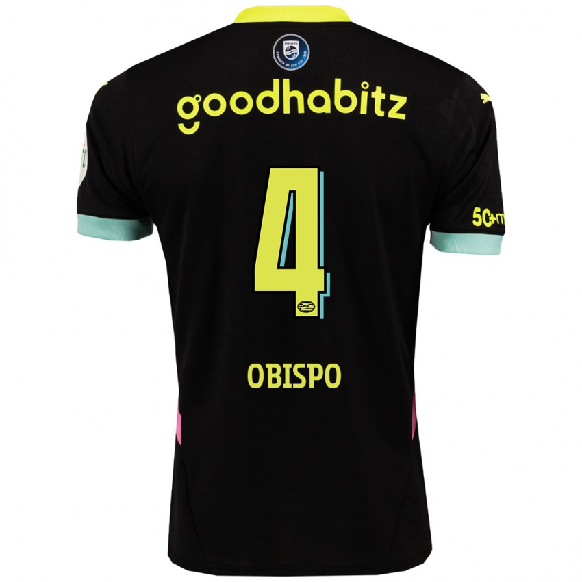 Niño Camiseta Armando Obispo #4 Negro Amarillo 2ª Equipación 2024/25 La Camisa México