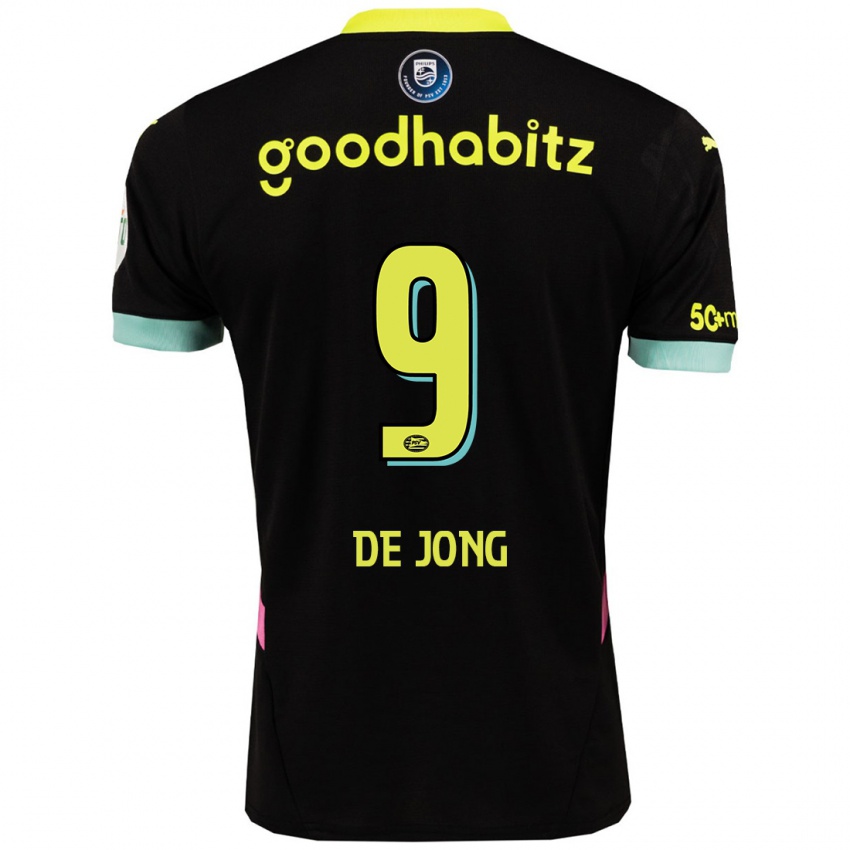 Niño Camiseta Luuk De Jong #9 Negro Amarillo 2ª Equipación 2024/25 La Camisa México