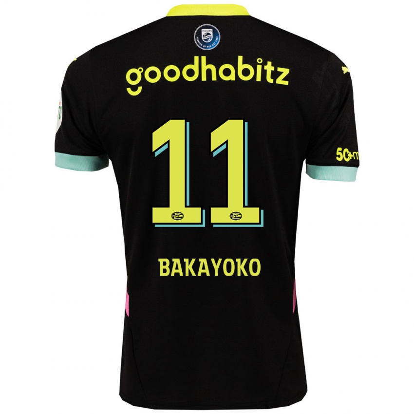 Niño Camiseta Johan Bakayoko #11 Negro Amarillo 2ª Equipación 2024/25 La Camisa México