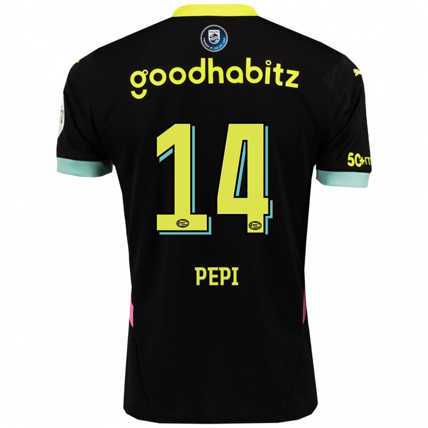 Niño Camiseta Ricardo Pepi #14 Negro Amarillo 2ª Equipación 2024/25 La Camisa México