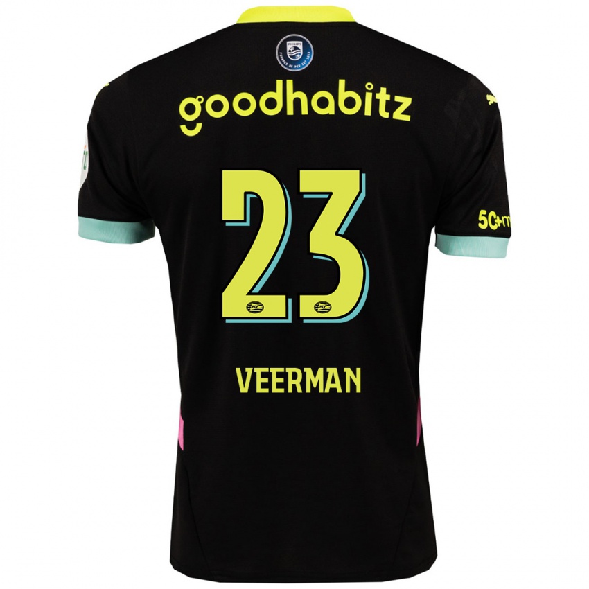 Niño Camiseta Joey Veerman #23 Negro Amarillo 2ª Equipación 2024/25 La Camisa México