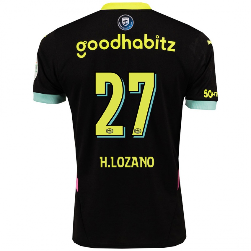 Niño Camiseta Hirving Lozano #27 Negro Amarillo 2ª Equipación 2024/25 La Camisa México