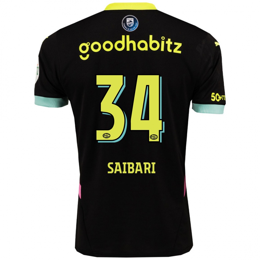 Niño Camiseta Ismael Saibari #34 Negro Amarillo 2ª Equipación 2024/25 La Camisa México