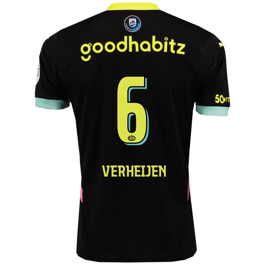 Niño Camiseta Janneke Verheijen #6 Negro Amarillo 2ª Equipación 2024/25 La Camisa México