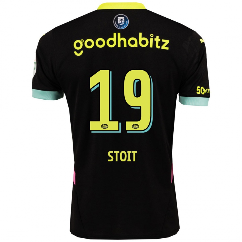 Niño Camiseta Fleur Stoit #19 Negro Amarillo 2ª Equipación 2024/25 La Camisa México