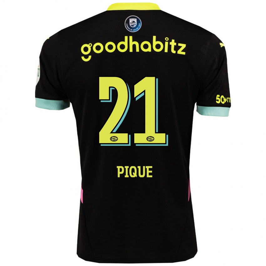 Niño Camiseta Naomi Piqué #21 Negro Amarillo 2ª Equipación 2024/25 La Camisa México