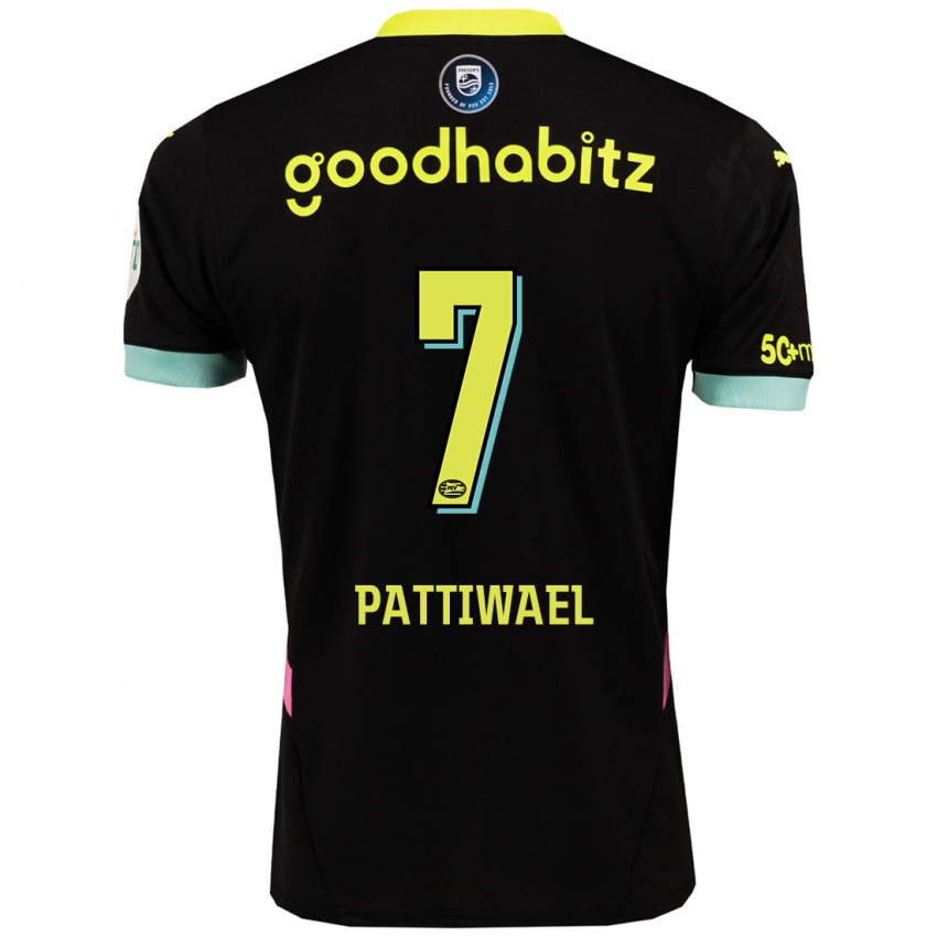 Niño Camiseta Naomi Pattiwael #7 Negro Amarillo 2ª Equipación 2024/25 La Camisa México