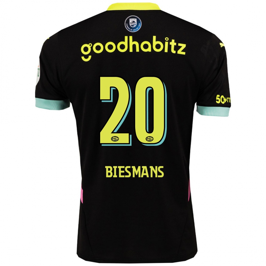 Niño Camiseta Julie Biesmans #20 Negro Amarillo 2ª Equipación 2024/25 La Camisa México