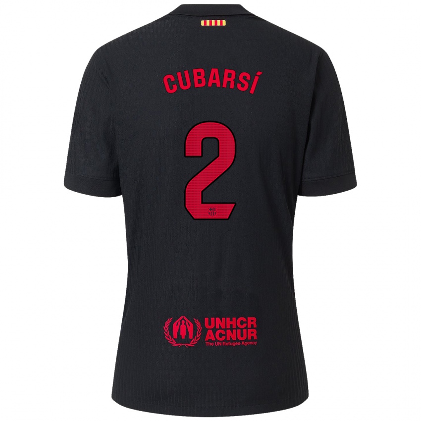 Niño Camiseta Pau Cubarsí #2 Negro Rojo 2ª Equipación 2024/25 La Camisa México