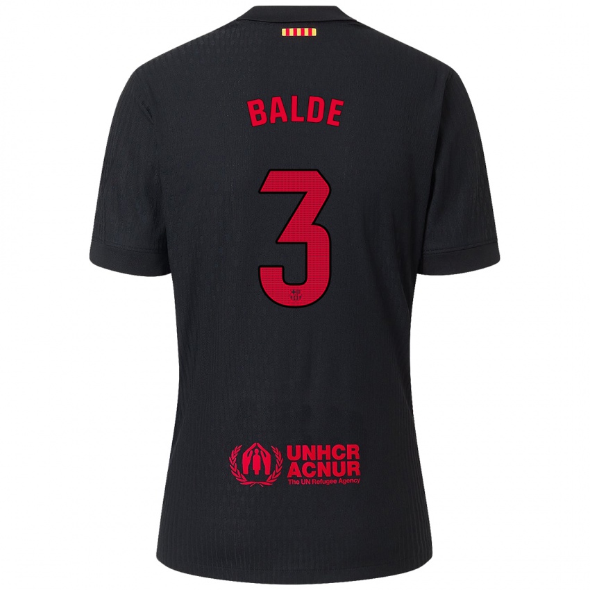 Niño Camiseta Alejandro Balde #3 Negro Rojo 2ª Equipación 2024/25 La Camisa México