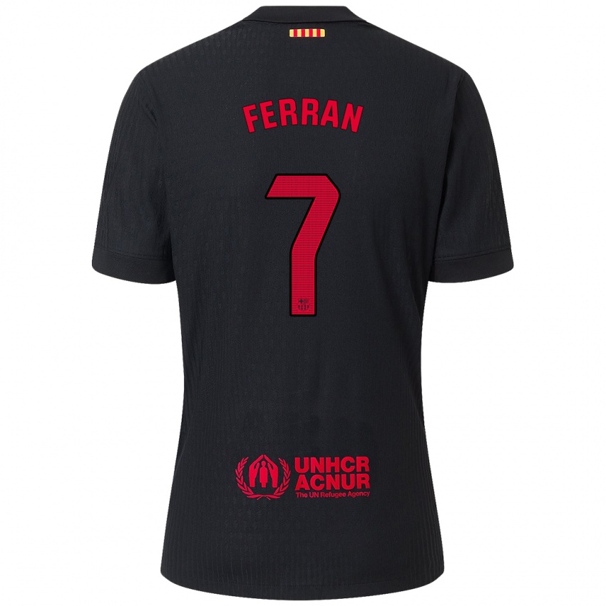 Niño Camiseta Ferran Torres #7 Negro Rojo 2ª Equipación 2024/25 La Camisa México