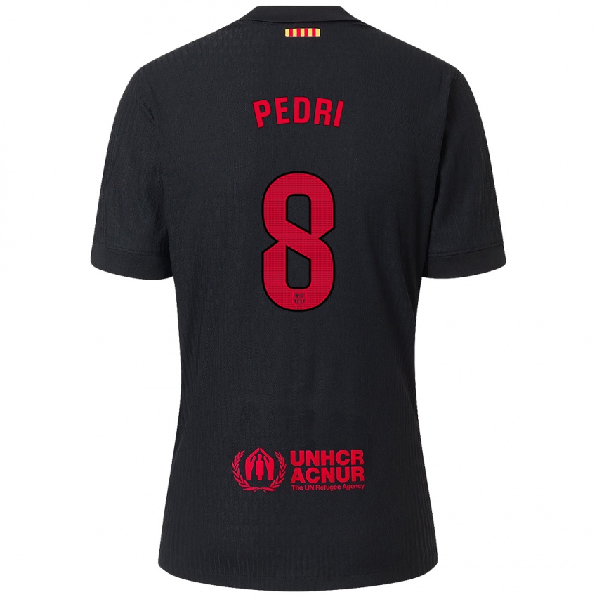 Niño Camiseta Pedri #8 Negro Rojo 2ª Equipación 2024/25 La Camisa México