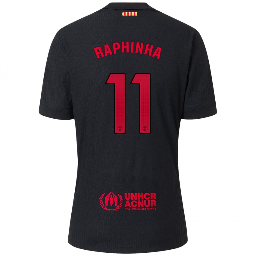 Niño Camiseta Raphinha #11 Negro Rojo 2ª Equipación 2024/25 La Camisa México