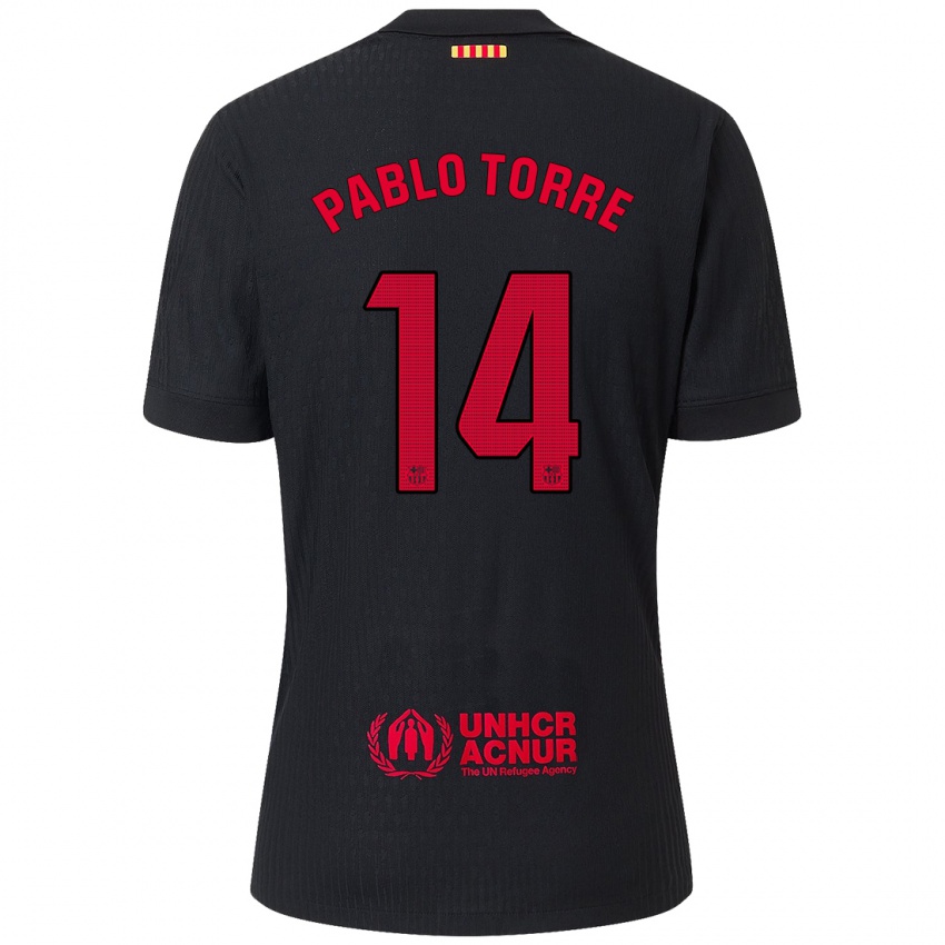 Niño Camiseta Pablo Torre #14 Negro Rojo 2ª Equipación 2024/25 La Camisa México