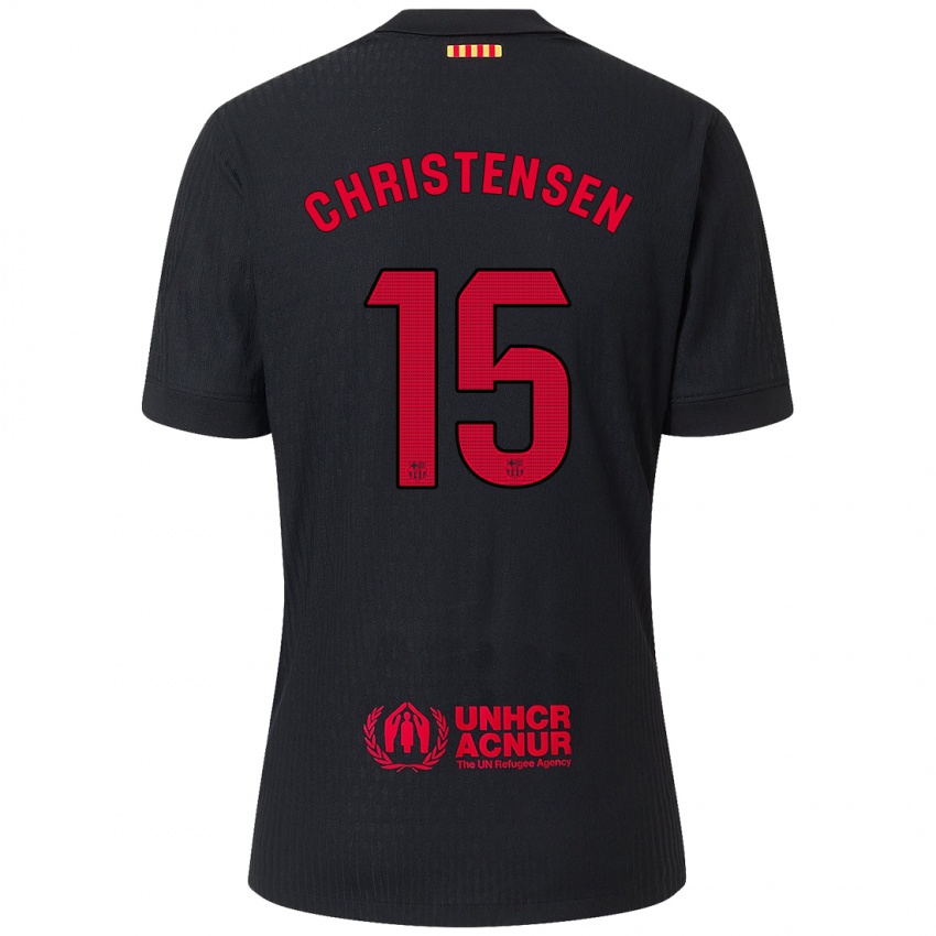 Niño Camiseta Andreas Christensen #15 Negro Rojo 2ª Equipación 2024/25 La Camisa México