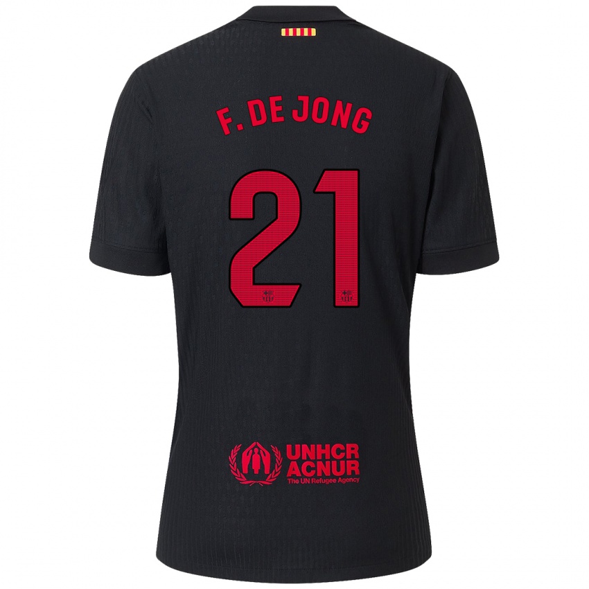 Niño Camiseta Frenkie De Jong #21 Negro Rojo 2ª Equipación 2024/25 La Camisa México