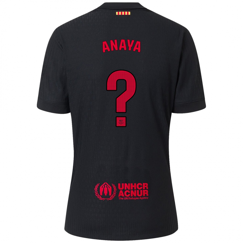 Niño Camiseta Joan Anaya #0 Negro Rojo 2ª Equipación 2024/25 La Camisa México