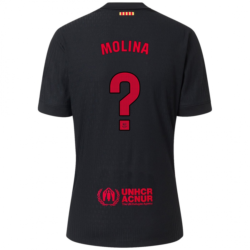 Niño Camiseta Jan Molina #0 Negro Rojo 2ª Equipación 2024/25 La Camisa México