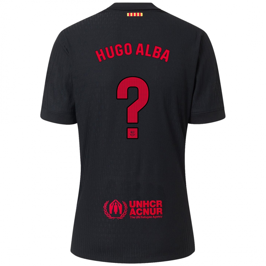 Niño Camiseta Hugo Alba #0 Negro Rojo 2ª Equipación 2024/25 La Camisa México