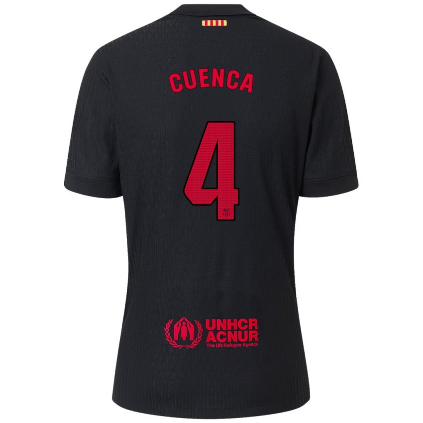 Niño Camiseta Andrés Cuenca #4 Negro Rojo 2ª Equipación 2024/25 La Camisa México