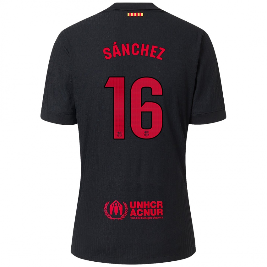 Niño Camiseta Edu Sánchez #16 Negro Rojo 2ª Equipación 2024/25 La Camisa México