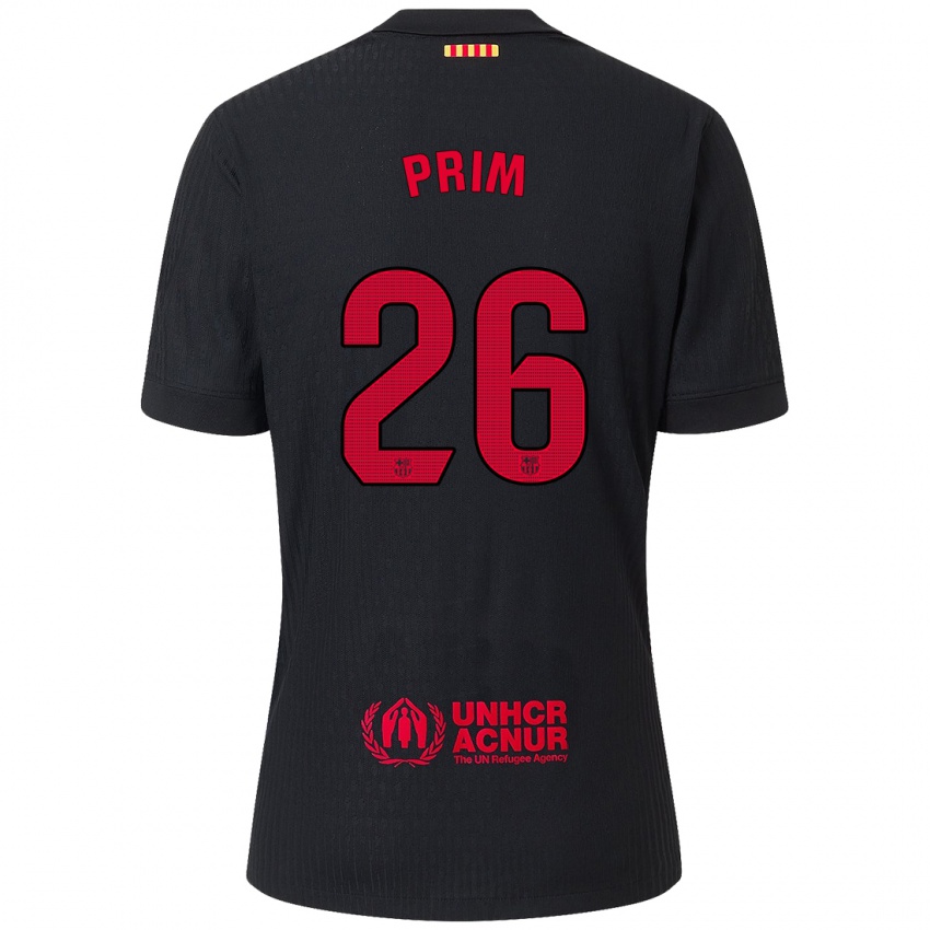 Niño Camiseta Pau Prim #26 Negro Rojo 2ª Equipación 2024/25 La Camisa México