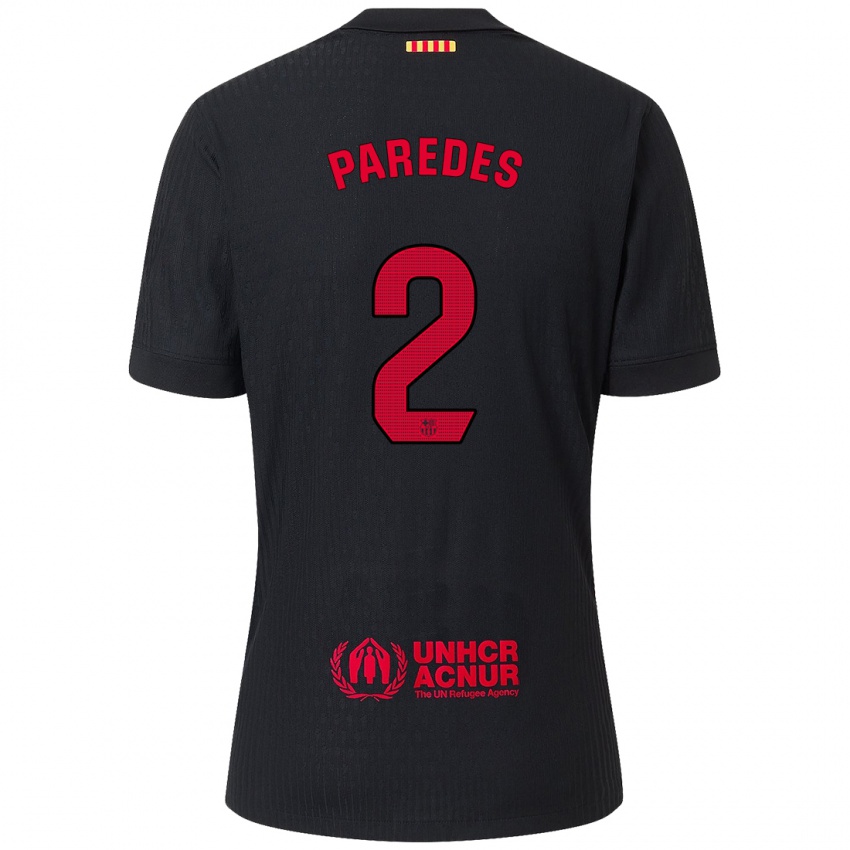 Niño Camiseta Irene Paredes #2 Negro Rojo 2ª Equipación 2024/25 La Camisa México