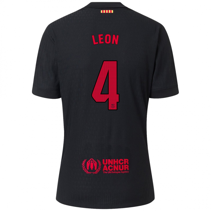 Niño Camiseta Maria Pilar Leon #4 Negro Rojo 2ª Equipación 2024/25 La Camisa México