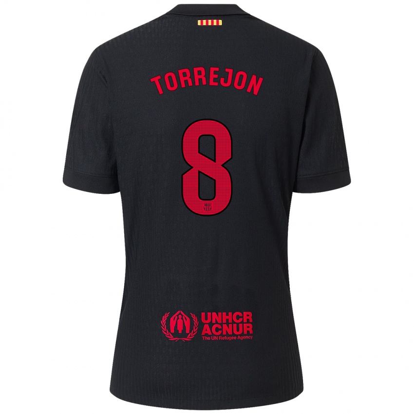 Niño Camiseta Marta Torrejón #8 Negro Rojo 2ª Equipación 2024/25 La Camisa México