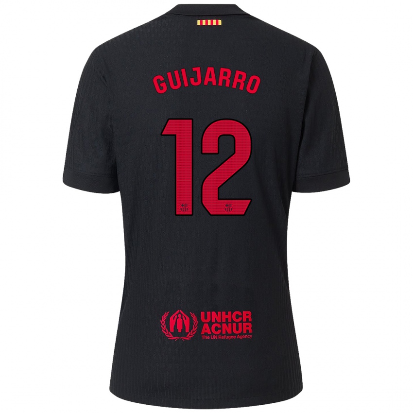 Niño Camiseta Patricia Guijarro #12 Negro Rojo 2ª Equipación 2024/25 La Camisa México